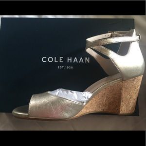 Cole Haan Sadie Gold Wedge Sandal